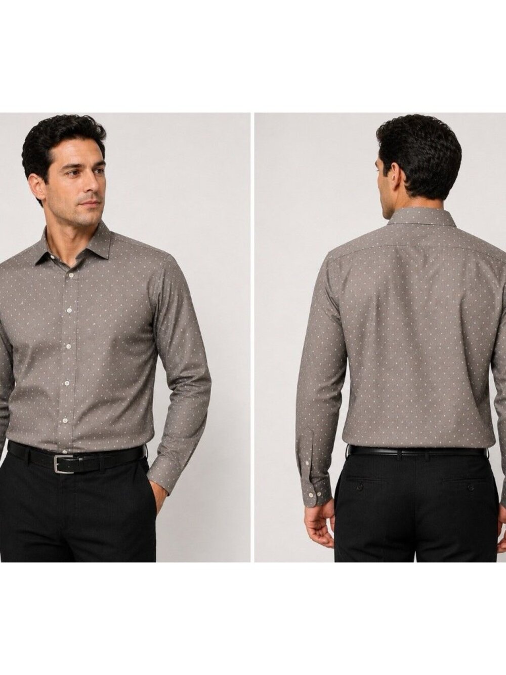 Banana Republic XL Dress Shirt Gray Dot Athletic Fit Wrinkle Resistant NWT